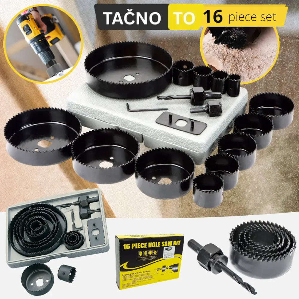 16-DELNI SET KRUNA ZA BUŠENJE DRVETA I PLASTIKE