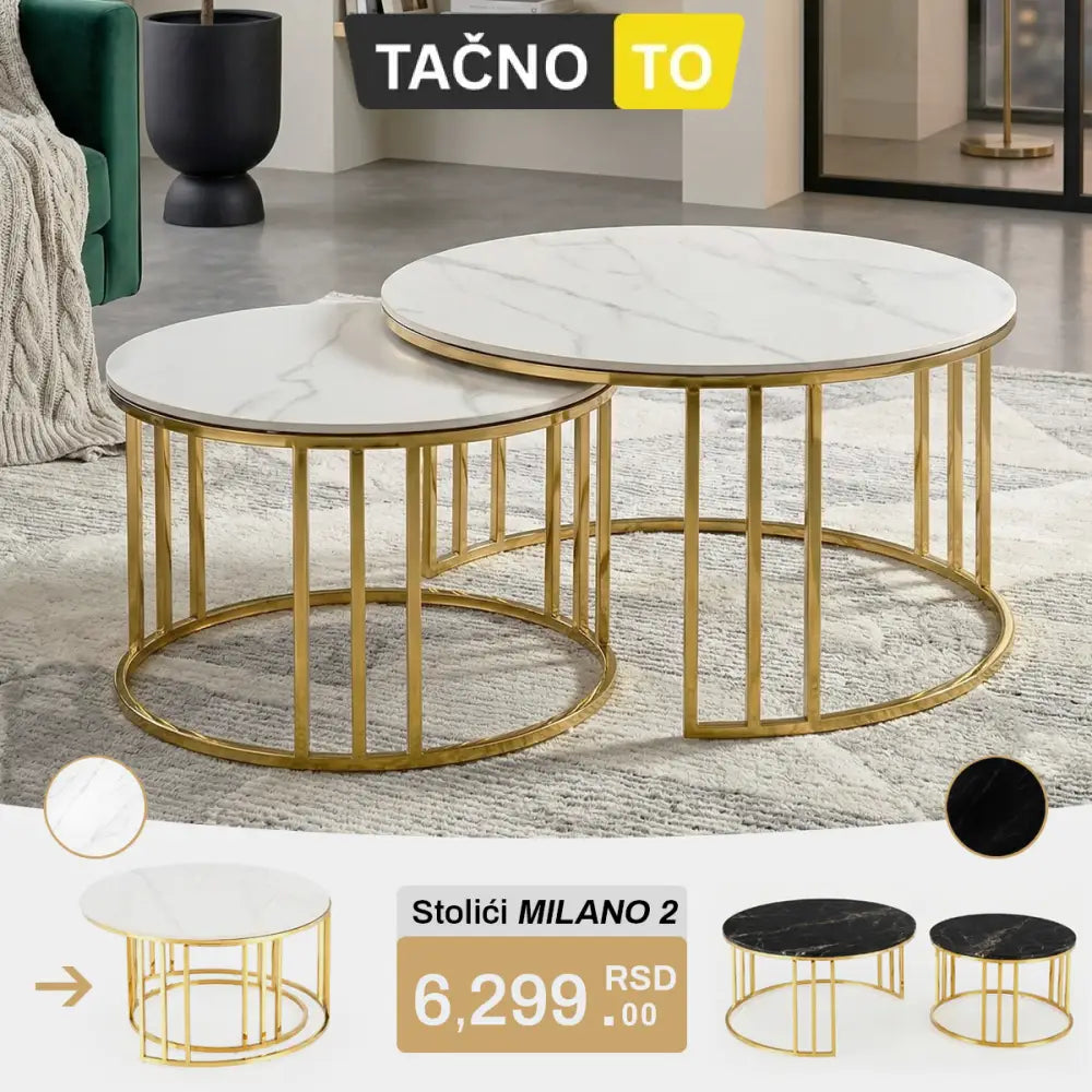 STOLIĆI ZA KAFU IMITACIJA MERMERA ’MILANO’- 2 KOMADA